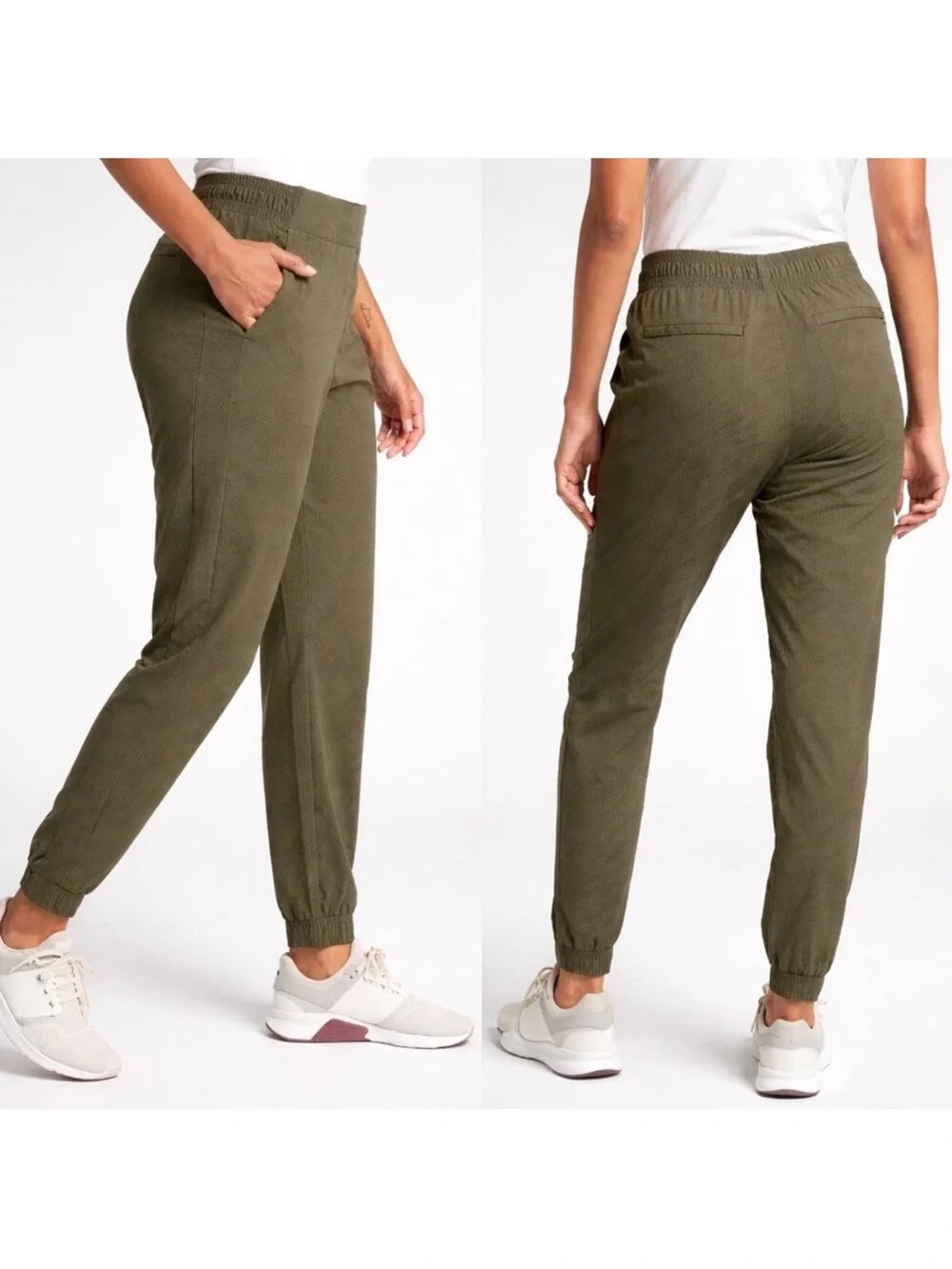 Athleta Brooklyn Textured Jogger Pants Green Size 4 Athleisure Gym Lounge